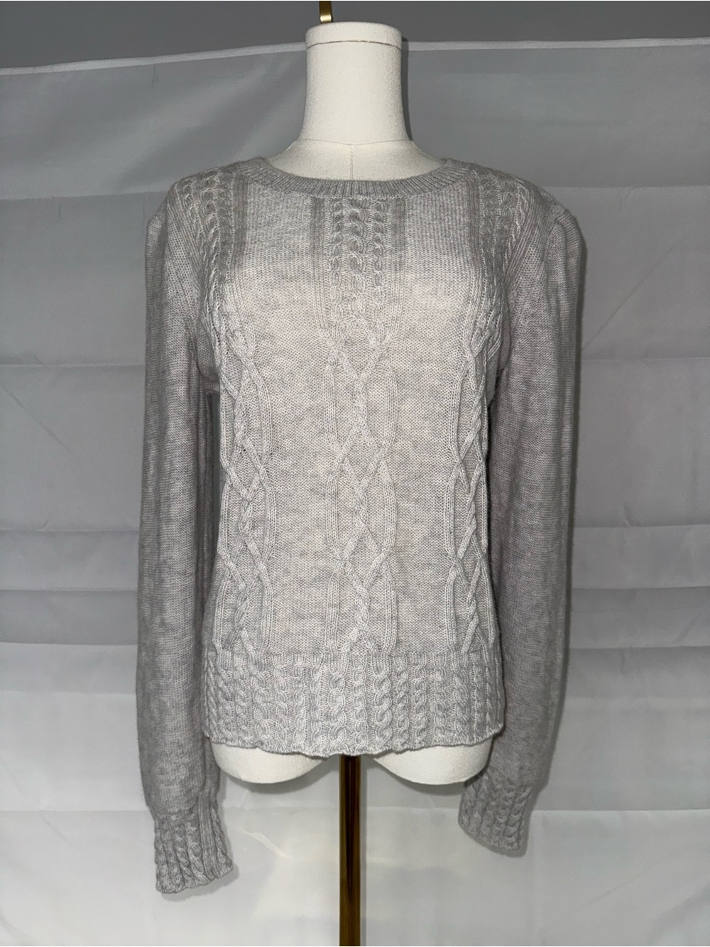 Banana Republic Merino Wool Alpaca Cable Knit Sweater Gray M - Picture 2 of 10
